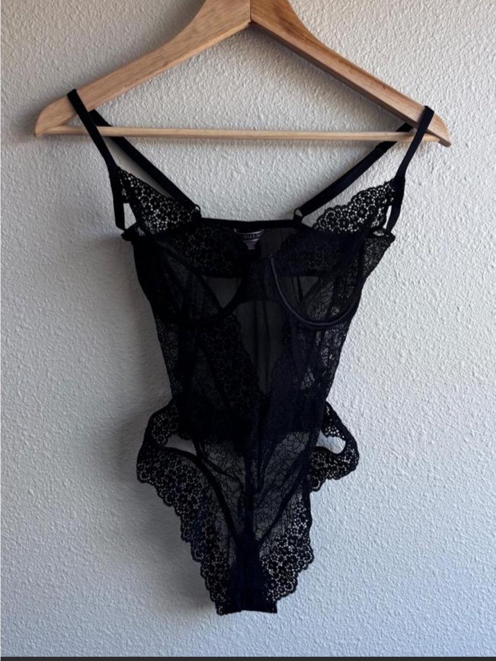Black Lace Sheer Bodysuit - 34DD